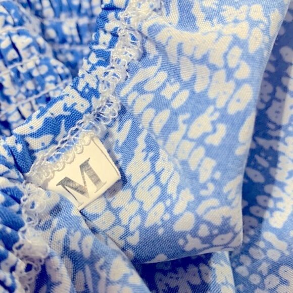 SHEIN tiered dress smocking midriff /sleeves square neck/off the shoulders Sz M - Picture 5 of 11